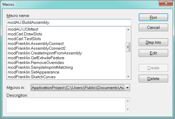 Macro dialog box
